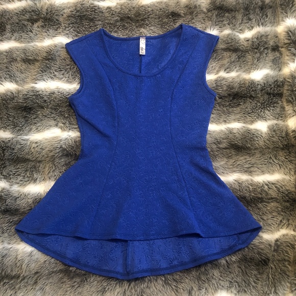 Peplum Royal Blue Floral Top - Picture 1 of 2